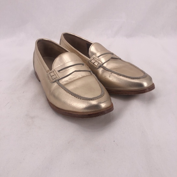 J Crew Nora Brushed Gold Penny Loafers - Picture 2 of 7
